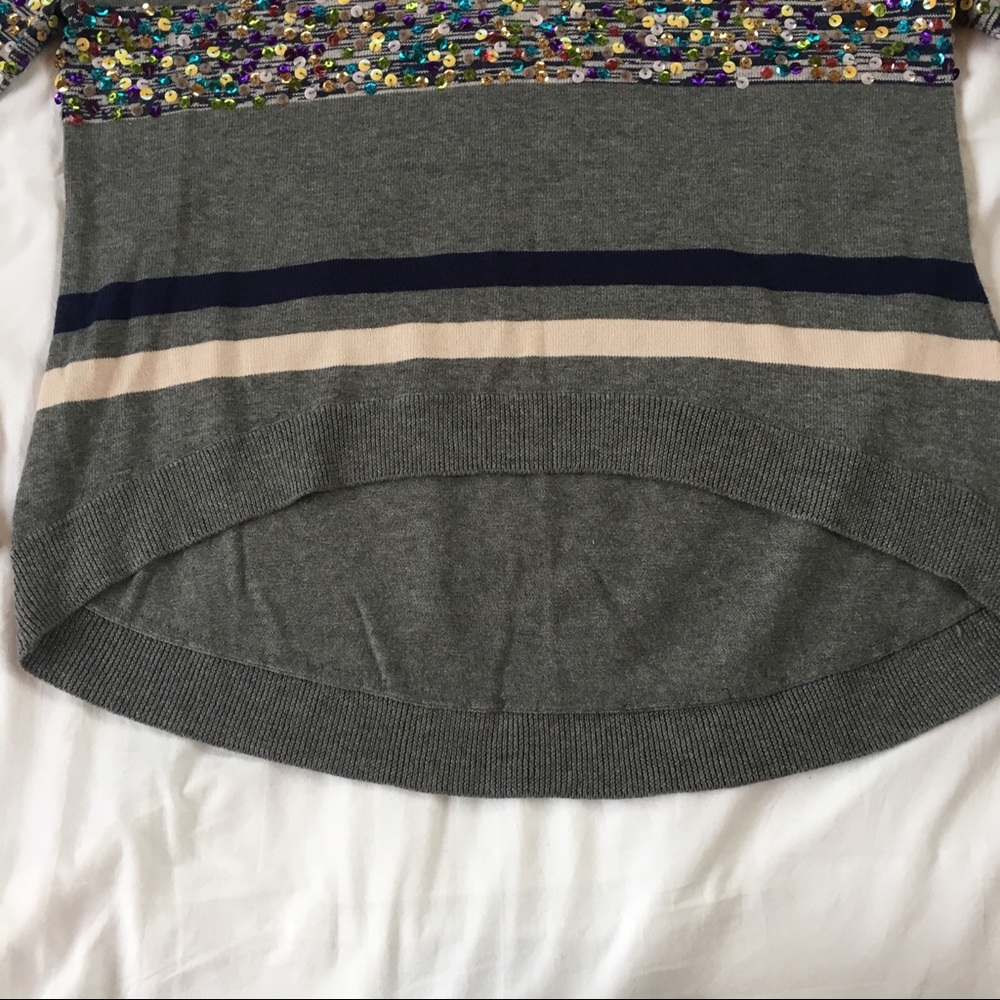 Kenar sequined striped sweater NWOT gray blue - Picture 7 of 8